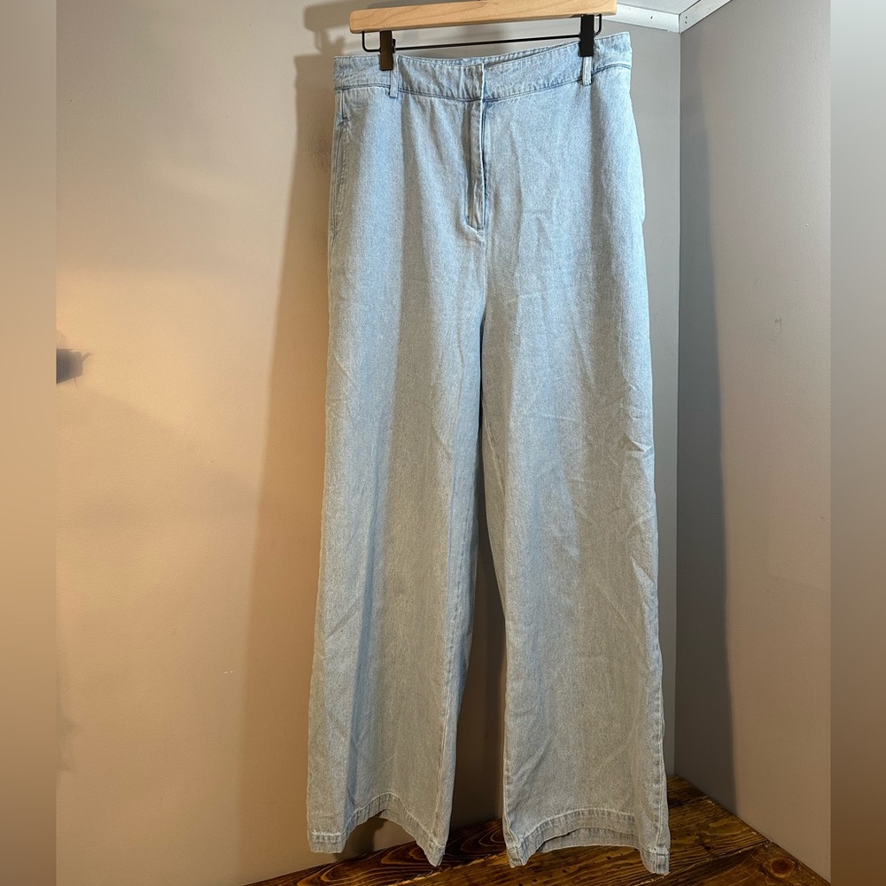 House of Harlow Light Blue Wide Leg High Waisted Cotton Pants SZ 10